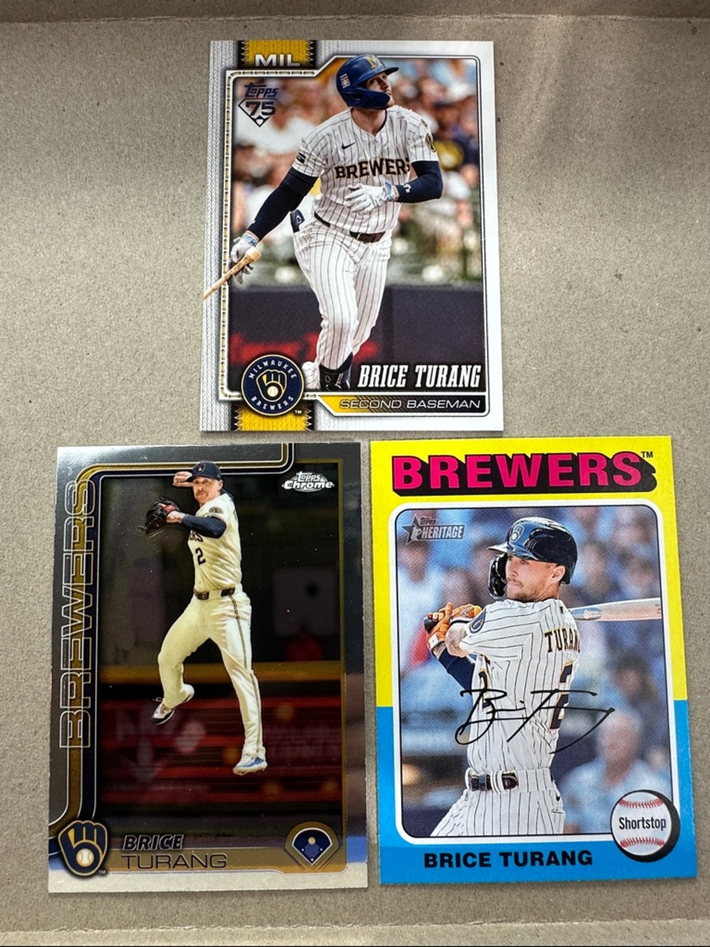 Christian Yelich/Brice Turang w/ Woodruff aces in Brewers lot of 13 - Picture 12 of 13